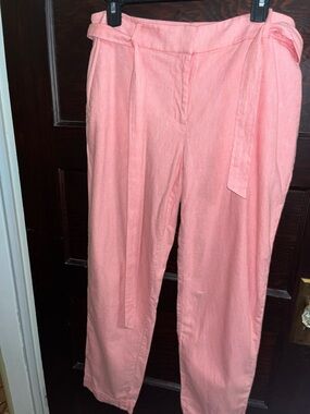 LOFT Coral Pink Pants with Self-Tie Belt
